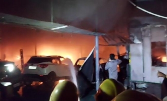 Many cars gutted in huge fire in Hyd showroom