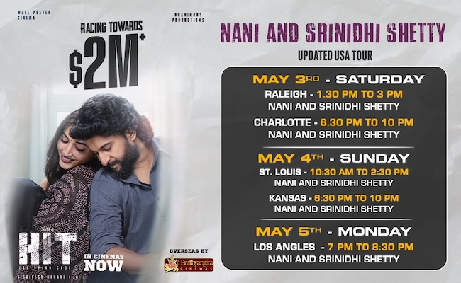 Nani & Srinidhi's Blockbuster HIT 3 USA Tour Kicks Off