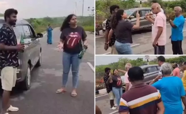 Woman creates ruckus, drinks and smokes in public in Hyderabad