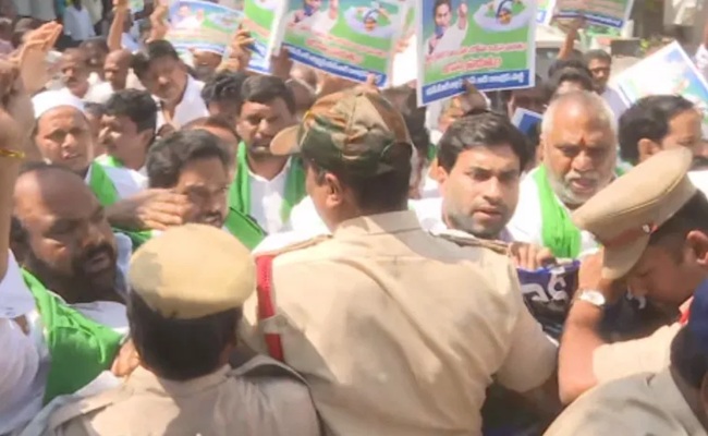 Cops thwart YSRCP protests for farmers