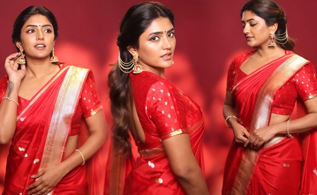 Pics: Telugu Beauty Mesmerizes In Red Saree