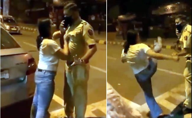 Viral: Drunk woman kicks police officer