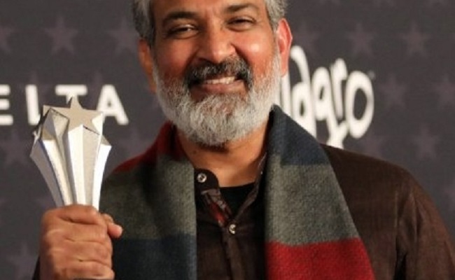 CCA2023: S.S. Rajamouli poses with award