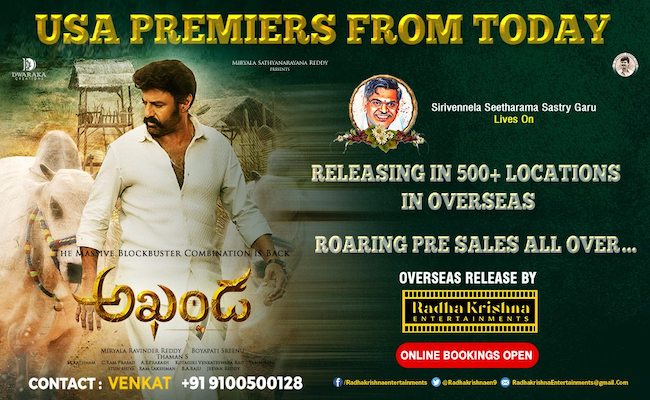 NBK's Akhanda Grand USA Premieres Today