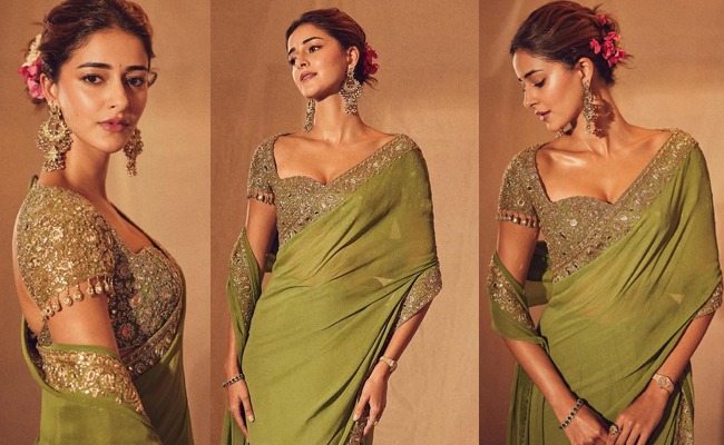 Pics: Beautiful Lady Dazzles In Bright Saree