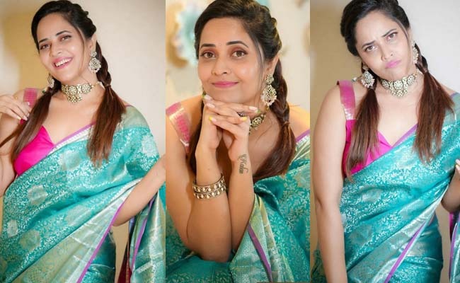 Pics: Anasuya Goes Naughty In Saree