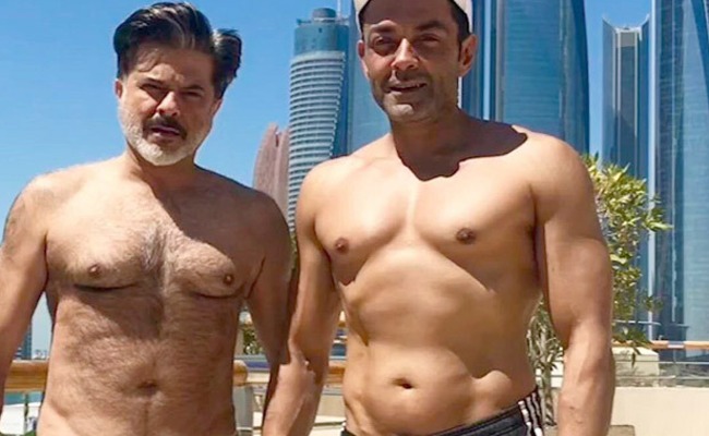 Anil drops shirtless pic with 'Animal Ka Enemy'