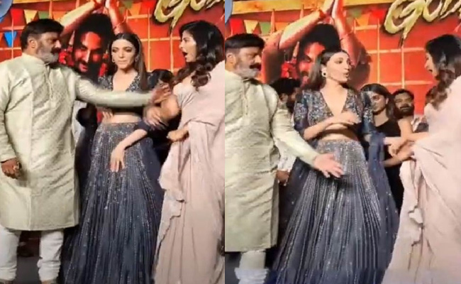 Balayya's Drunken Act With Actress On Stage