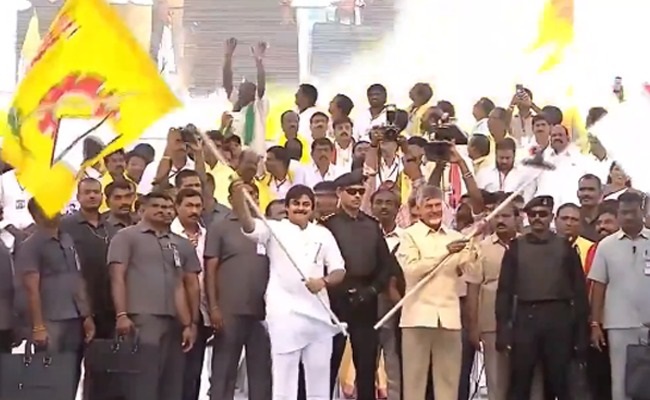 Naidu-Pawan alliance named 'Telugu Jana Vijayam'?
