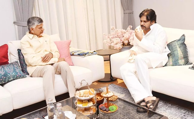 CM Chandrababu Naidu visits ailing Pawan in Hyd