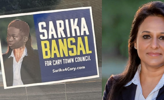 Indian-American candidate's campaign sign defaced