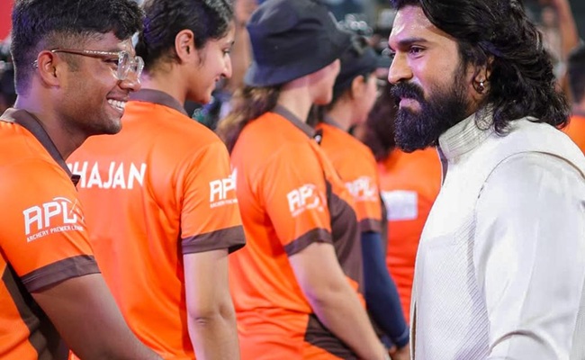 Massive Cheers As Charan Inaugurates 1st APL