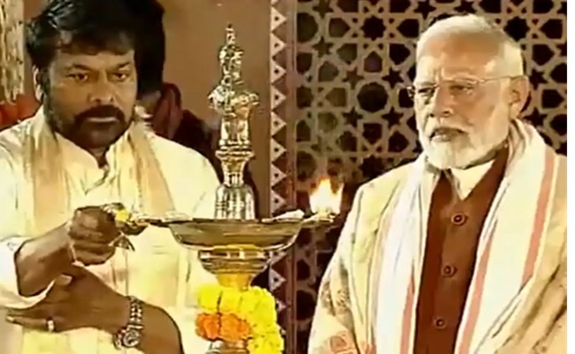 Megastar star attraction again at Modi meeting!