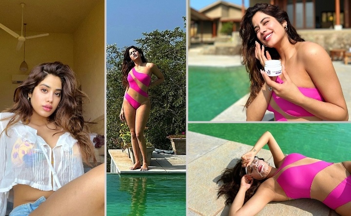 Janhvi Gives Perfect Vibes In Sexy Fuschia Swimsuit