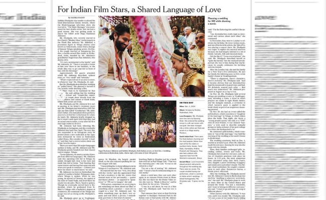 The NY Times covers Naga Chaitanya's marriage
