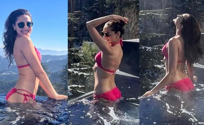 Pics: Tall Lady In Pink Bikini