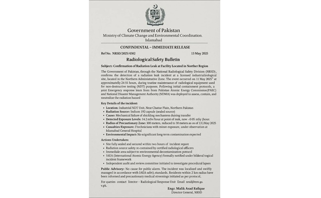 Pakistan's Bulletin: Alerting Its People On Nuclear Radiation Leak?