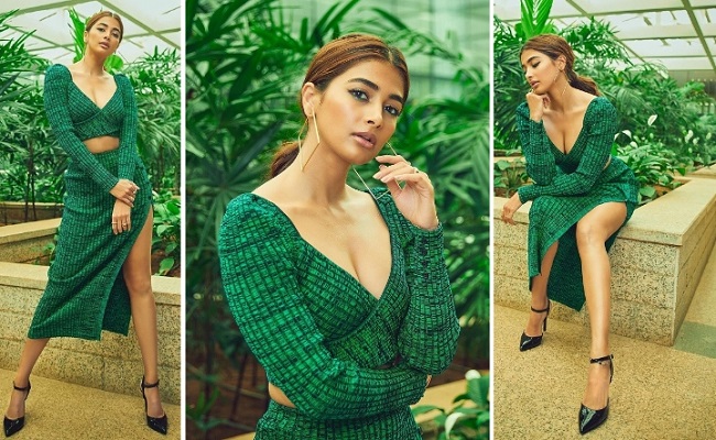 Pics: Long Legged Lady Boasts In Green