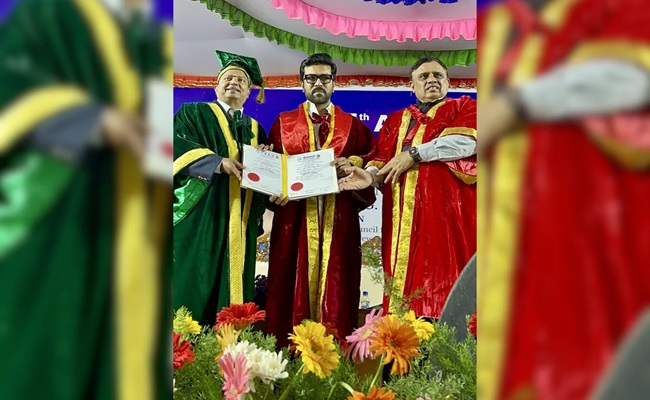 Charan Receives Honorary Doctorate From Vels