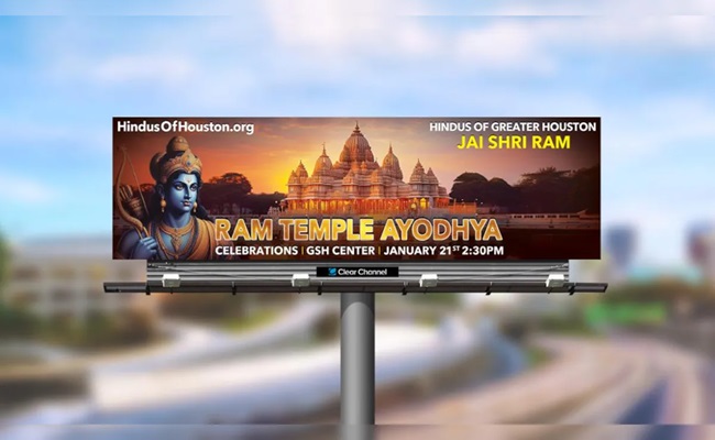 Huge Ram Temple Billboard Put Up In US State
