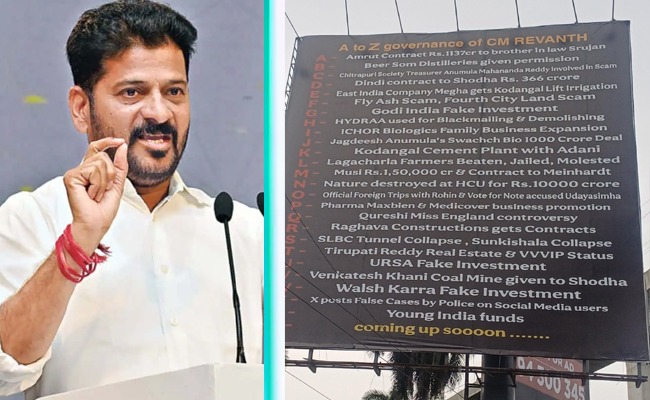 A-Z Hoardings Target Revanth Reddy's Governance