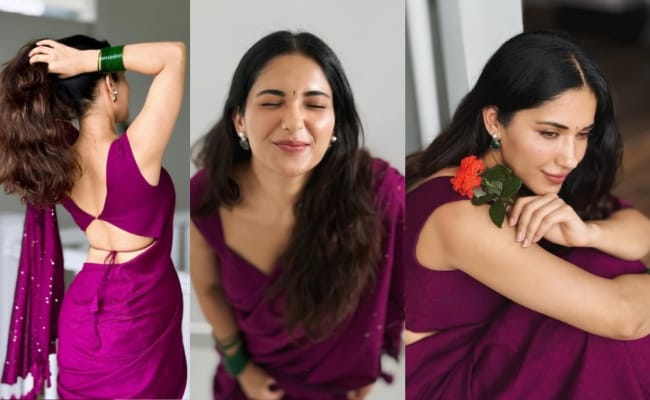 HOT: Miss Sharma Shows Curves In Purple Saree