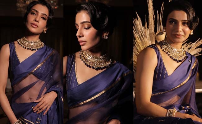 HOT: Samantha Sizzles in Stunning Purple Saree