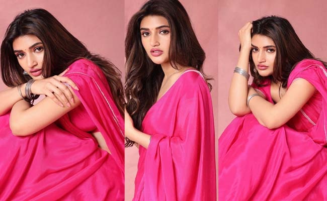 Pics: Sreeleela Lures In Pink Saree