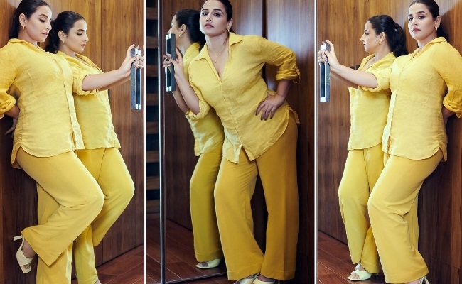 Pics: Vidya Boasts Curves In Yellow Dress