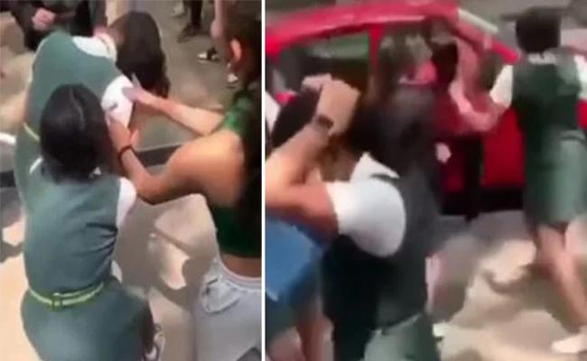 Viral: Girl students' indulge in street fight