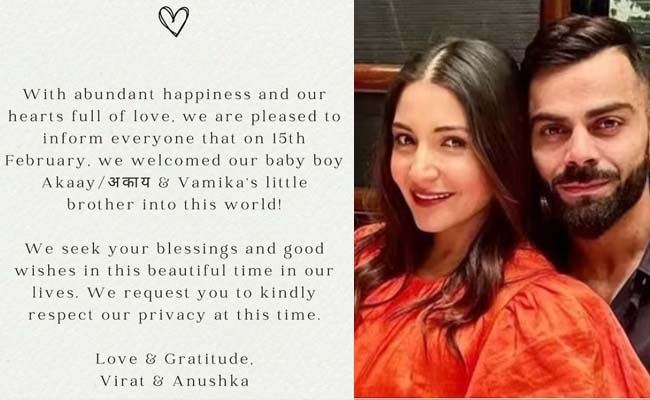 It's A Baby Boy For Anushka Sharma And Virat Kohli