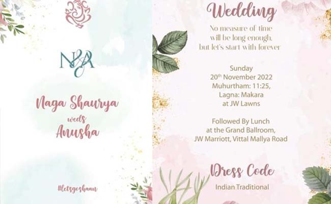 Naga Shaurya's Wedding With Anusha On Nov 20