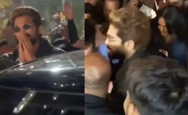 Chaos as Fans Swarm Allu Arjun, Wife Sneha