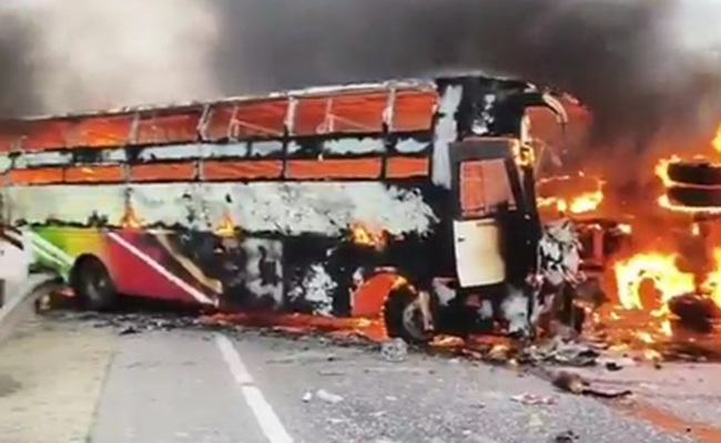 14 Burnt Alive in Andhra Pradesh Bus Crash
