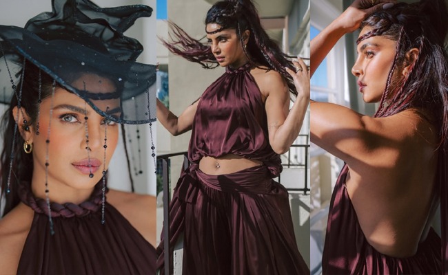HOT: Varanasi Beauty Dazzles In Burgundy Glam