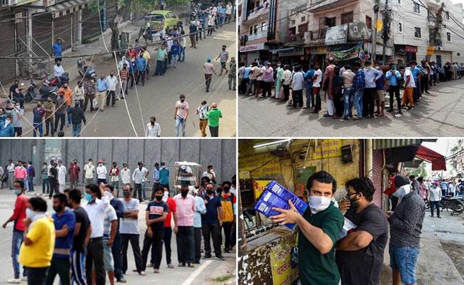 Long queues, chaos at liquor shops in Andhra