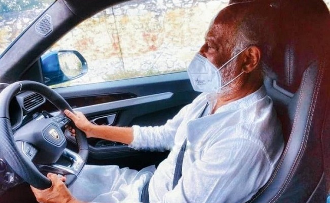 Rajini Wore a Face Mask While Driving a Lamborghini
