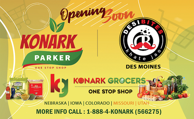 Konark Grocers to Parker & DesiBites to Des Moines