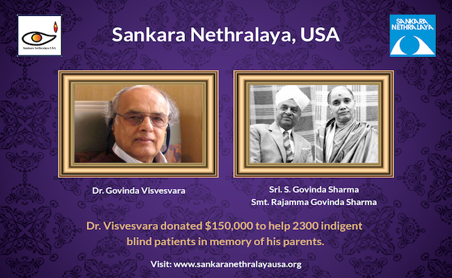 Dr Govinda Visvesvara's $150,000 donation to Sankara N