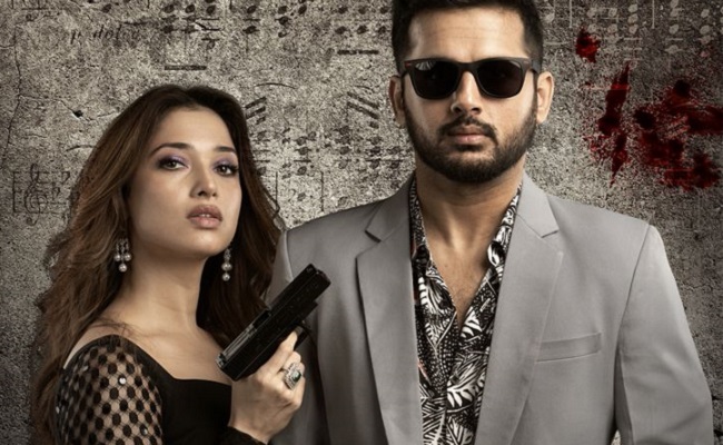 Pic: Tamannaah Threatens Maestro Nithiin With A Gun