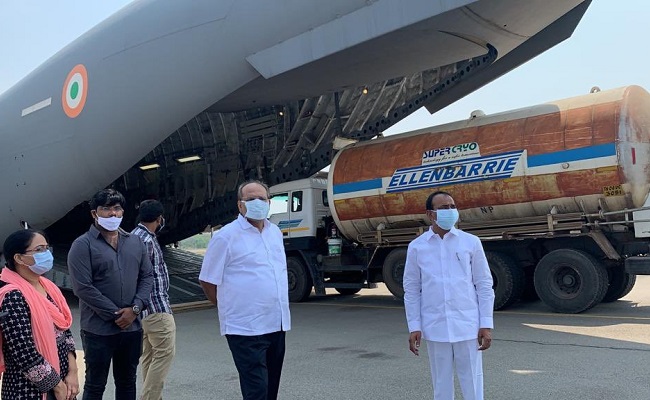 Empty oxygen tankers airlifted from Hyderabad