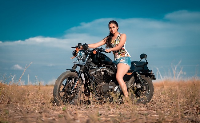 Pic Talk: Divi Showing Her Thunder Thighs On A Harley