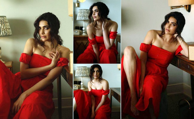 Photo Gallery: Tall Beauty Sizzles In Red!