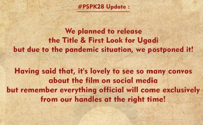 Mythri Issues Clarification on PSPK28 Title