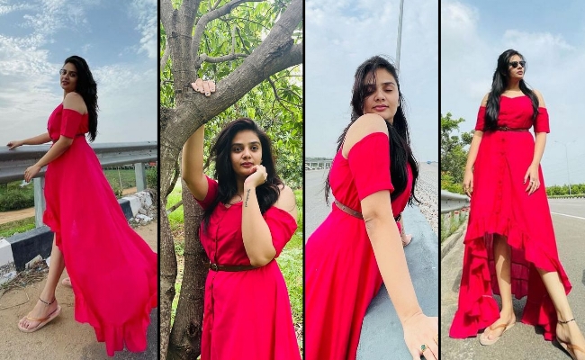 Pics: Sreemukhi In Pink Spells Beauty